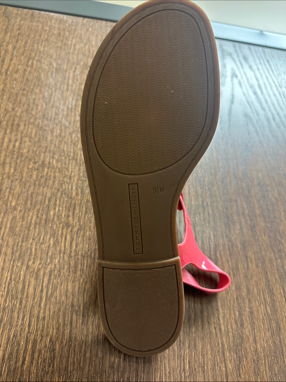 Tommy Hilfiger Coral Pink T-Strap Logo Slingback Sandals - Picture 3 of 8